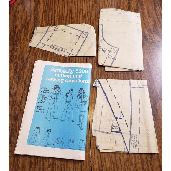 Simplicity 5208 Girl Skirt Unlined Jacket Bell-Bottom Pants Child 14 CUT - Picture 5 of 6